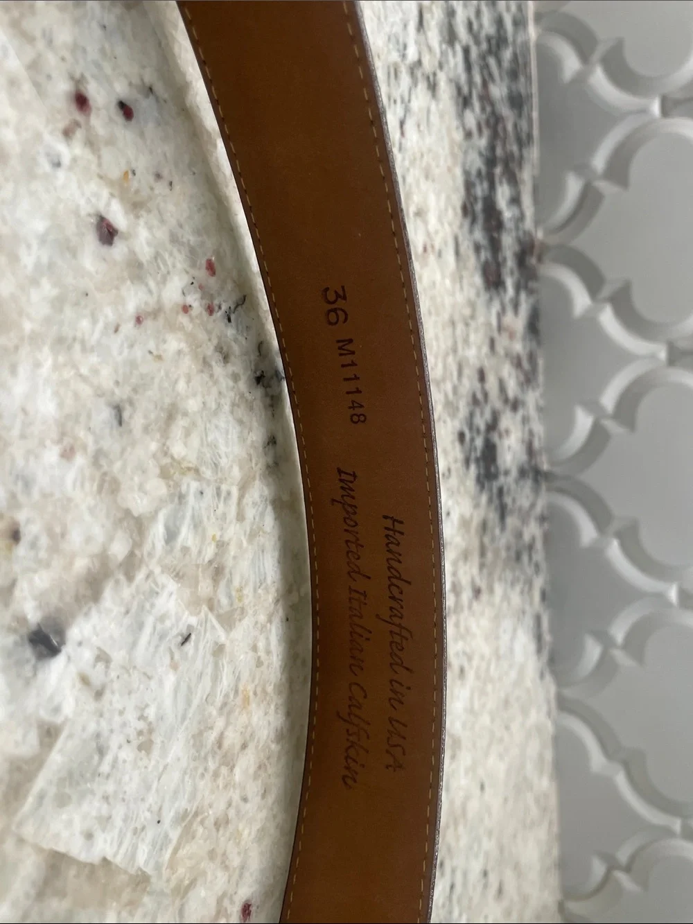 Brighton Brown Textured Leather Belt with Gold Buckle